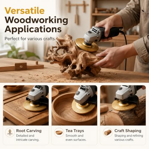 Image of 3 PCS Wood Grinding Disc Set for Angle Grinder,Tungsten Carbide Wood Carving Wheel Attachments for 4 inch&4.5 inch Grinders,Wood Shaping Sanding Polishing Grinding Disc Woodworking Surface Finishing (beveled)