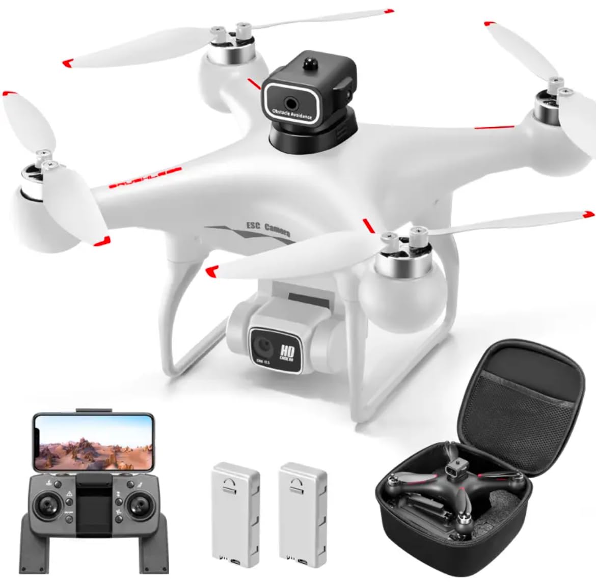 Drone with 4K HD Camera, Remote Controller, 02 Batteries, and Carrying Case, S116 Drone with 4K Camera for Adults, RC Quadcopter with Obstacle