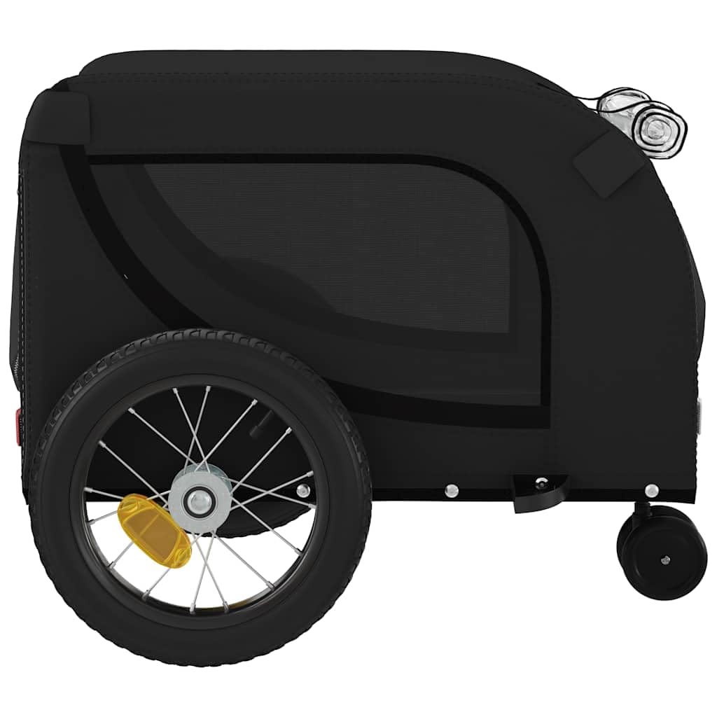 Przyczepa rowerowa dla zwierząt, czarna, Oxford i żelazo, z kółkami