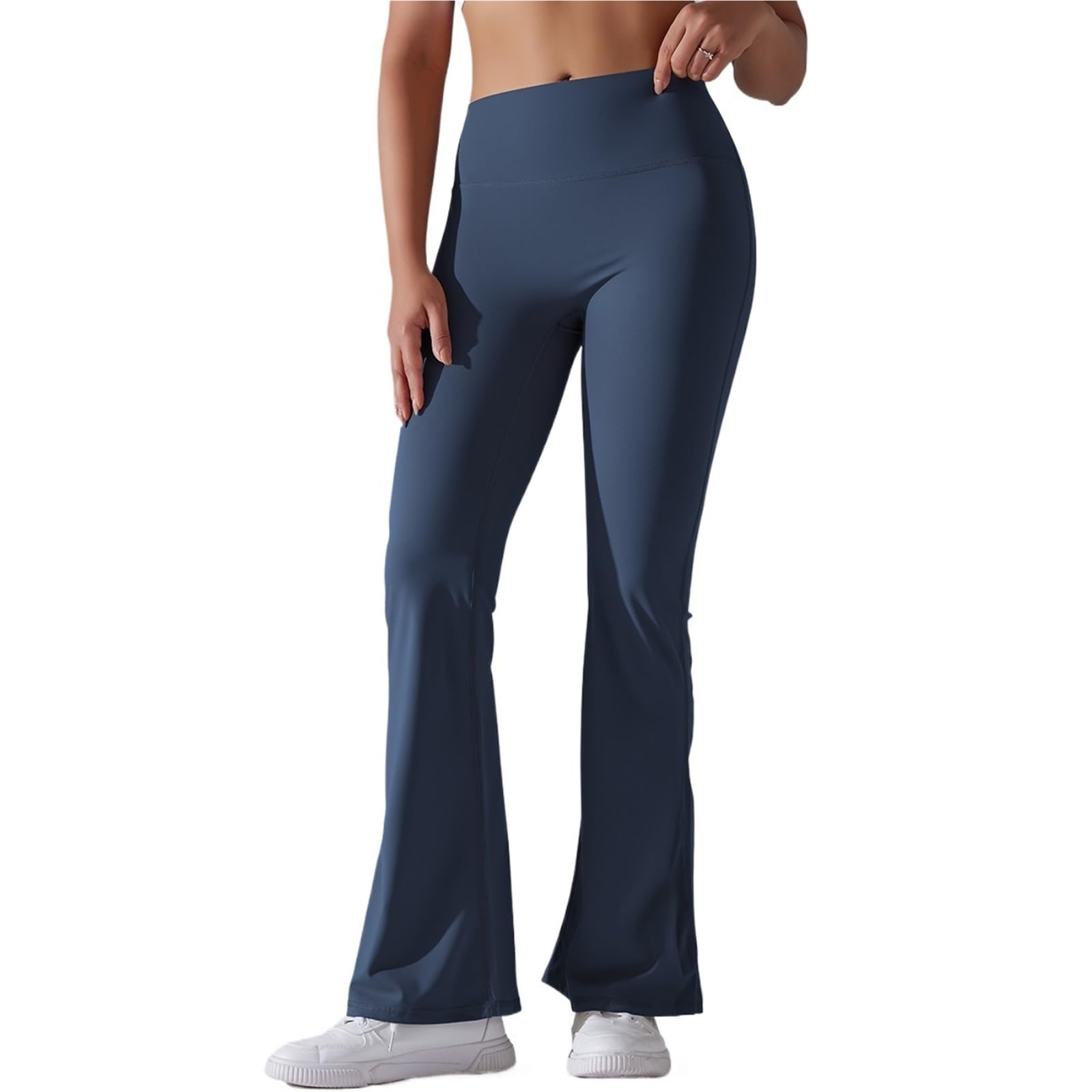 Pantaloni svasati tinta unita leggings da yoga da donna a vita alta elasticizzati da allenamento a gamba larga pantaloni fitness