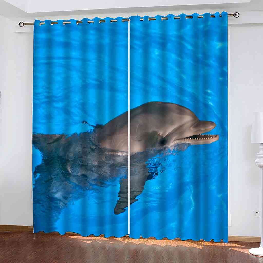 Rideaux isolants thermiques et occultants motif baleine pour le salon