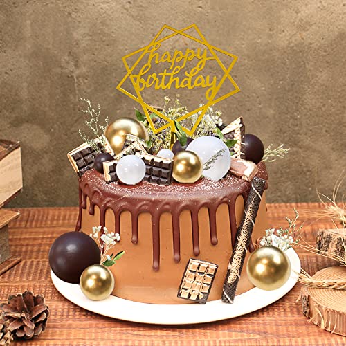 Colorful Ball Cake Topper Mini Balloon Cupcake Topper Diy Foam Ball Artificial Dried Flower Cake Insert Decoration For Wedding Anniversary Baby Shower Birthday Party Supplies (White Gold Brown) #TOP3