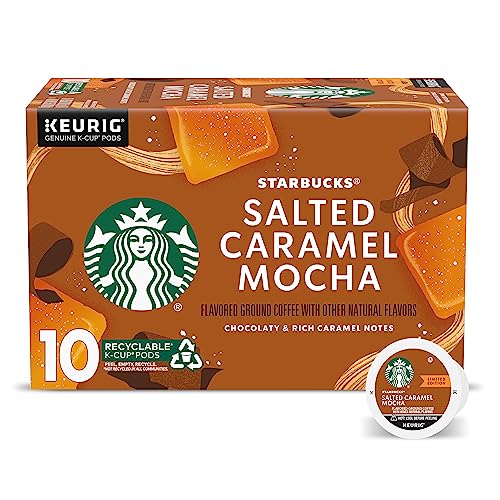 Image of Starbucks K-Cup Coffee Pods-Salted Caramel Mocha Flavored Coffee-100% Arabica-Naturally Flavored-1 box (10 pods)
