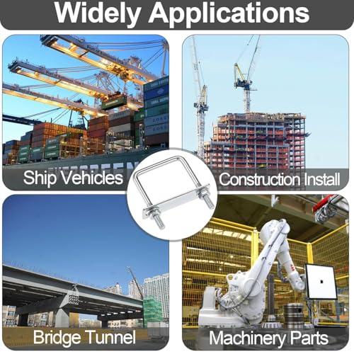 U Bügel mit Gewinde M8, 4 Stück Bügelschraube, Edelstahl U Bolzen, U Bügel mit Muttern & Rahmenplatte, U Schrauben für Installation Ist Stabil, Zurrbügel (60 X 100 mm)