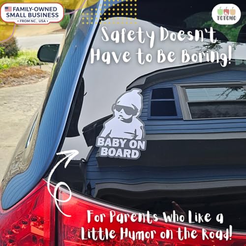 Image of TOTOMO Baby on Board Sticker for Car - Window Decal, Bumper Sign for New Parents, Durable Waterproof Safety Warning Sign for SUV Truck Minivan - Carlos, 2 Pack
