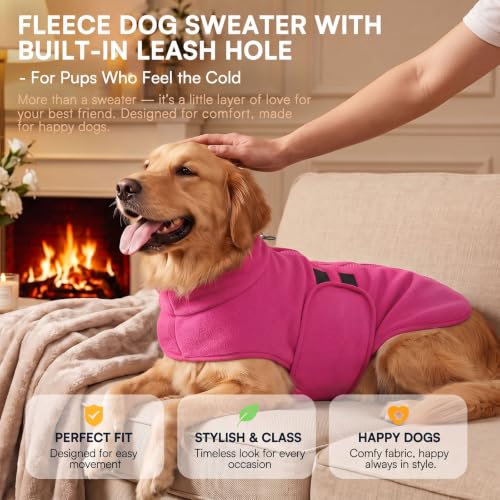 Image of Queenmore Large Dog Sweater,Fleece French Bulldog Sweater with Leash Hole