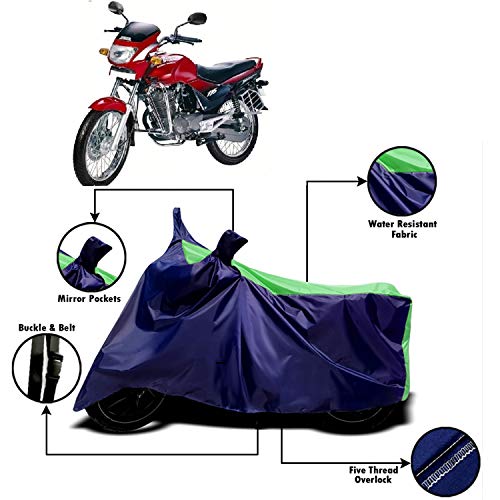 S SHINE MAX Two Wheeler Cover for All Models of Hero Ambition Including BS6 Model with Ultra Surface Body Protection (Green Stripes)