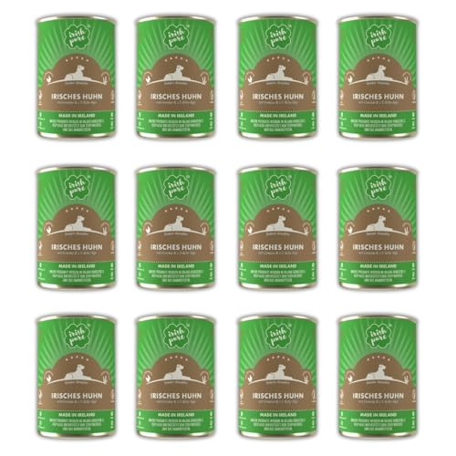 Irish Pure Premium Senior Nassfutter für Hunde | 12 x 390g | irisches Huhn | Vitamine | Getreidefrei | Sensitiv | mit Superfood Kelp-Alge | Nassfutter für alle Rassen