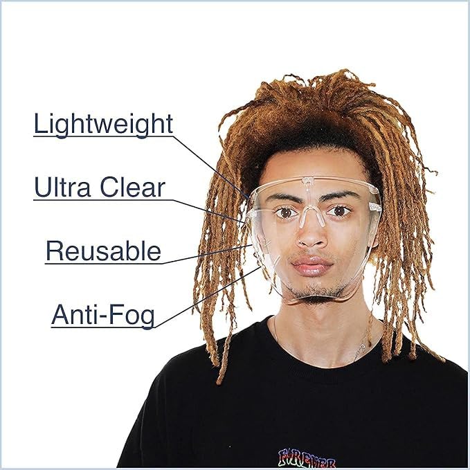 NIYANETAIL Face Shield Glasses – Anti-Fog, UV-Protected Face Cover for Men & Women | Reusable Splash-Resistant Visor | Safety Goggles for Cycling, Outdoor, Camping, Travel 3