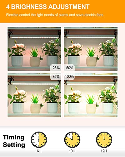Dommia Led Grow Lights, Ip54 Plant Grow Lights Indoor, Dimmable Full Spectrum Plant Light, Under Cabinet Plant Light Strip With 6/10/12H Timer, Sunlight Plant Lights For Indoor Growing, Plant Stand #TOP2