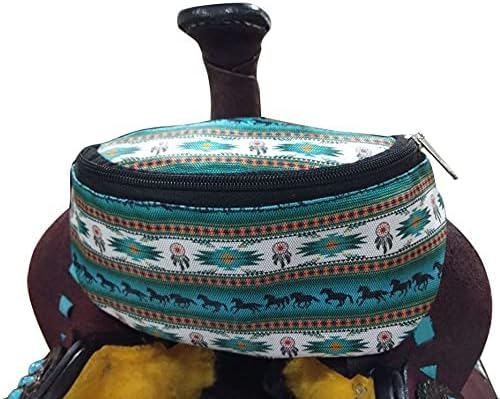 Teal Southwest Horse Design Insulated Nylon Saddle Pouch