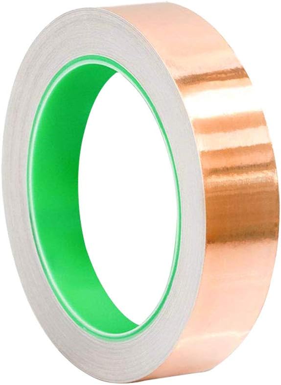 QitinDasen 50M X 20mm Premium Cobre Lámina Cinta, Cobre Hoja Cinta con Doble Conductora, para Blindaje EMI, Circuitos de Papel, Reparaciones Eléctricas, Repelente de Babosas