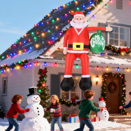 Père Noël Gonflable Éclairage LED Décoration Extérieure Géante 2m38 - 3