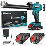 MUMIK Electric Caulking Gun, Cordless Silicone Gun Applicator with 2X2000mAh-Batteries, Led Light, Unlimited Speed Adjustment, Anti-Drip Sealant Gun for 300ml Cartridges