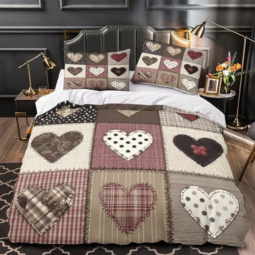 Housse de couette cœur pour chambre d'adolescent avec parure de lit 3D lit simple