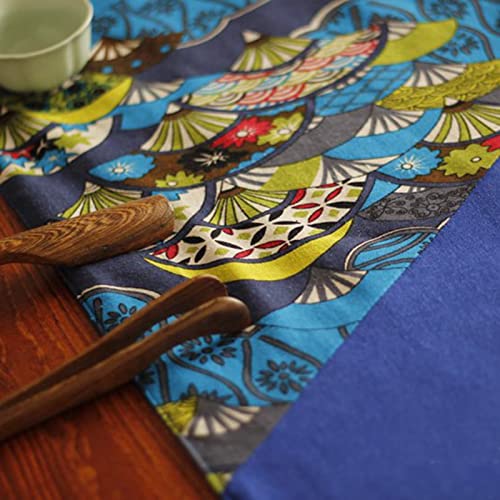 Chemin de table en éventail bleu pour protéger votre buffet - 2