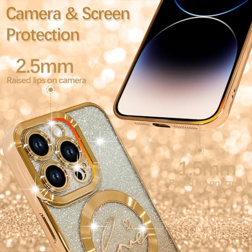 Image of ZIYE Magnetic Case Designed for iPhone 14 Pro Max Glitter Case-Gold