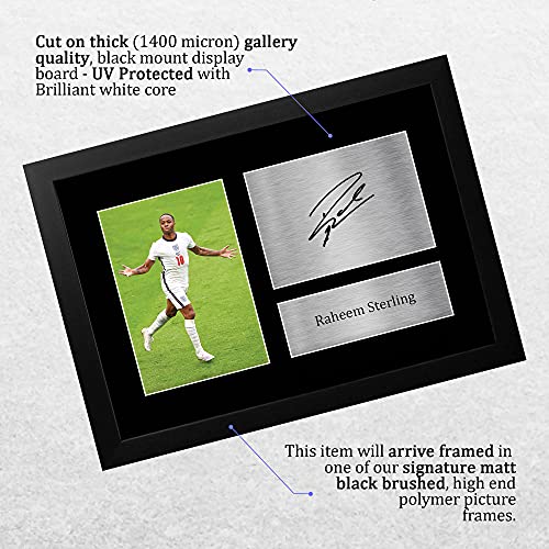 HWC Trading FR A4 Raheem Sterling England Gifts Printed Signed Autograph Picture for Football Fans and Supporters - A4 Framed - Image 3