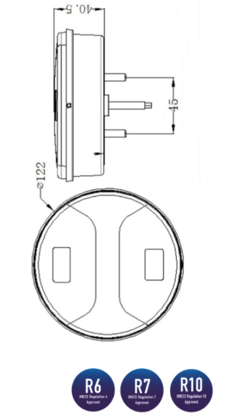 2x Fanale Posteriore LED Neon 3 Funzioni 12V 24V per Rimorchio, Caravan, Camion, Trattore – Stop, Freccia, Posizione – Omologato E9