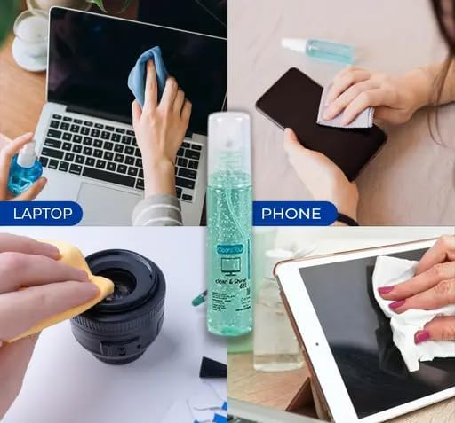 Image of Vyar Clean & Shine Gel Multi-Purpose LCD Cleaning Kit, Liquid Solution with Cloth to Clean Mobile /Laptop Screen, Computer, Tab, LCD Display, Camera (Pack of 2) 100 ML Each