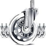 Office Chair Wheels Replacement Rubber Chair casters for Hardwood Floors and Carpet, Set of 5, Heavy