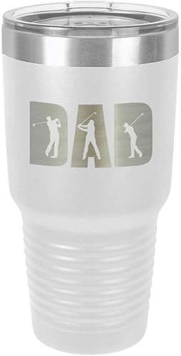 GOLF DAD KNOCKOUT Vaso blanco de 30 onzas con popote y tapa superior deslizante  Taza de viaje de acero inoxidable  Comparar con Yeti Rambler
