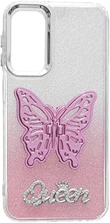 C.F.S Glitter Back Phone Protection Cover With 3D Butterfly Hidden Stand For Samsung Galaxy A24 - Pink