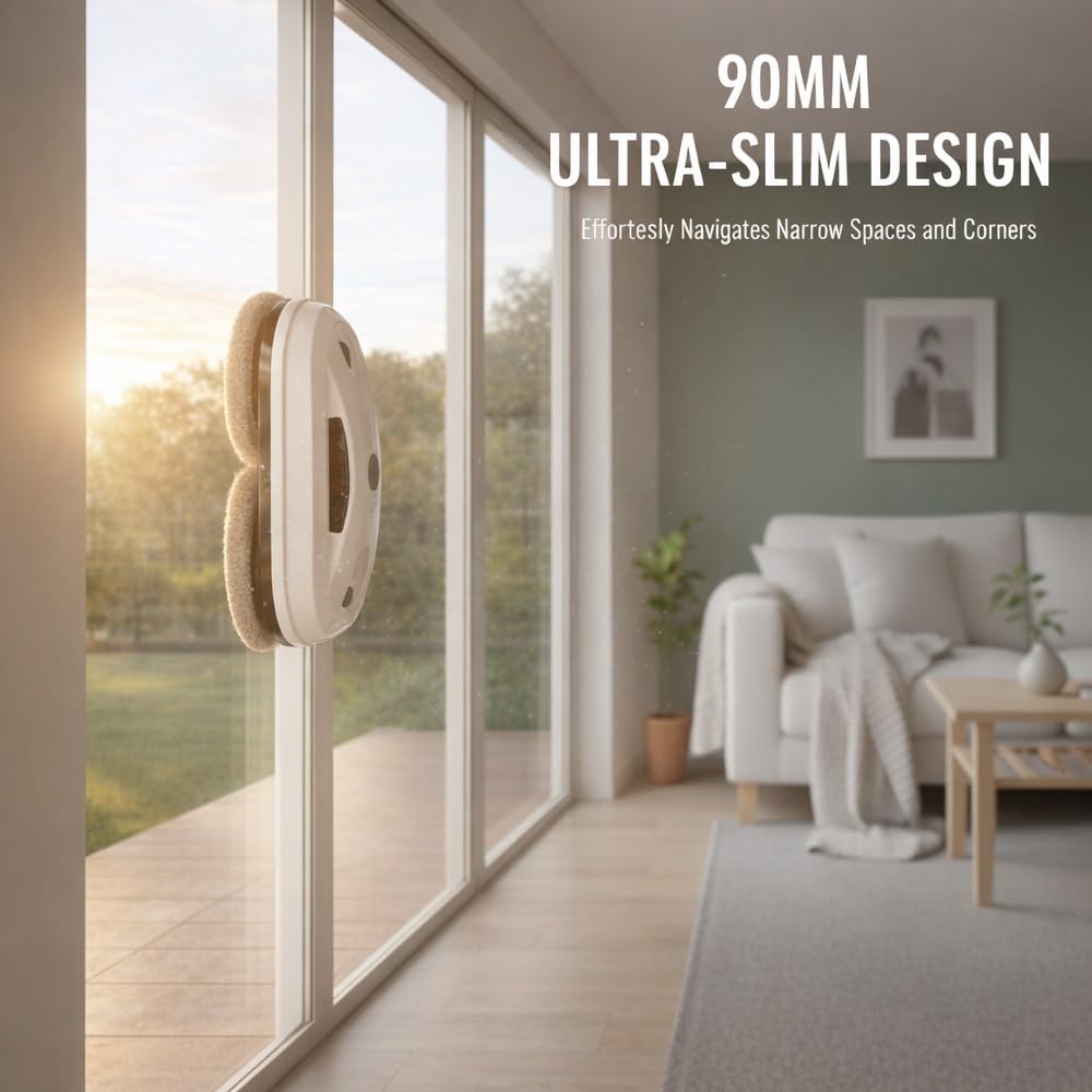 Saker Window Cleaner Robot 2026 | Automatic Window Cleaning Robot with 2800Pa Suction, Edge Detection & Anti-Drop Protection, Remote Control & 3 Cleaning Modes, Glass Vacuum Cleaner for Home