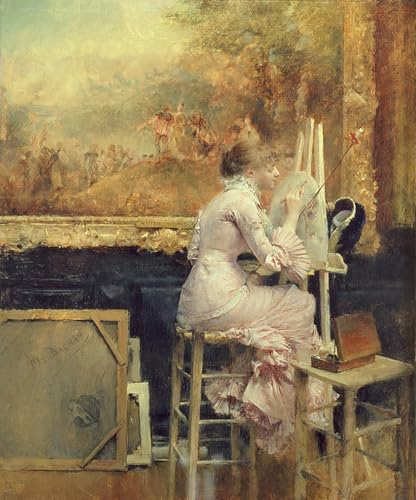 Affiche Jeune au Louvre par Pascal Adolphe Jean Dagnan Bouveret Tableau Décoration Bureau 60x90cm