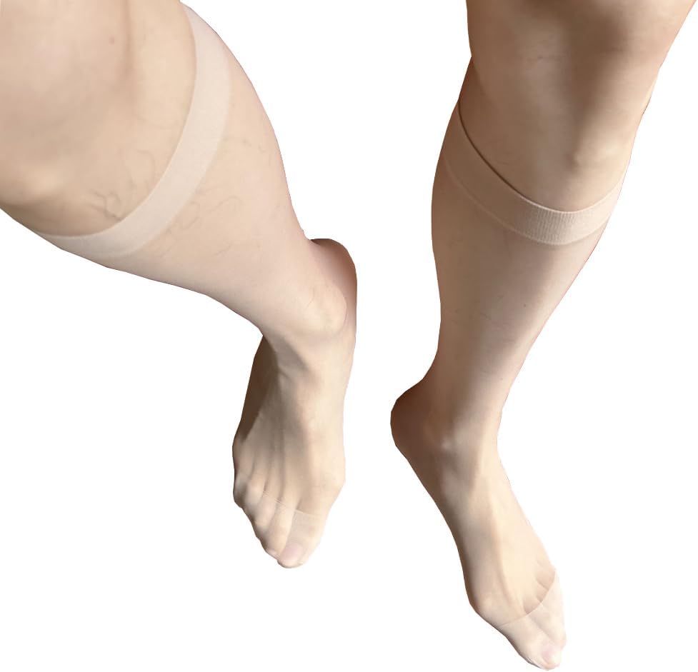 Mens Casual Business Socks Sheer See-Through Over the Calf Dress Socks Knee High Nylon Stockings Formal Suit