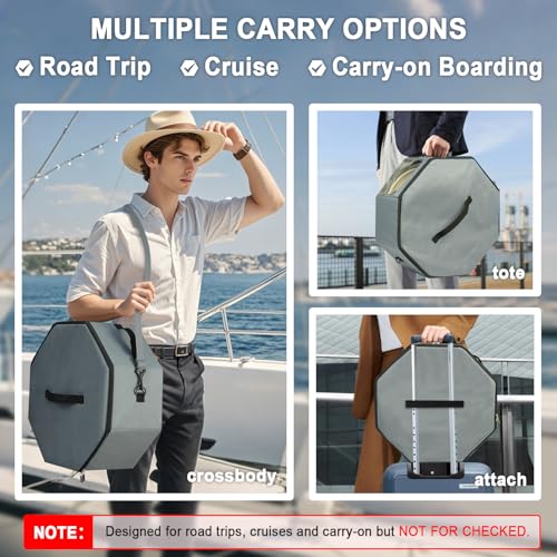 Bamneat Hat Box for Travel & Home Closet Storage, Side Reinforced Octagonal Case, Crush-proof, Dust-proof for Cowboy, Panama & Fedora Hats, Grey