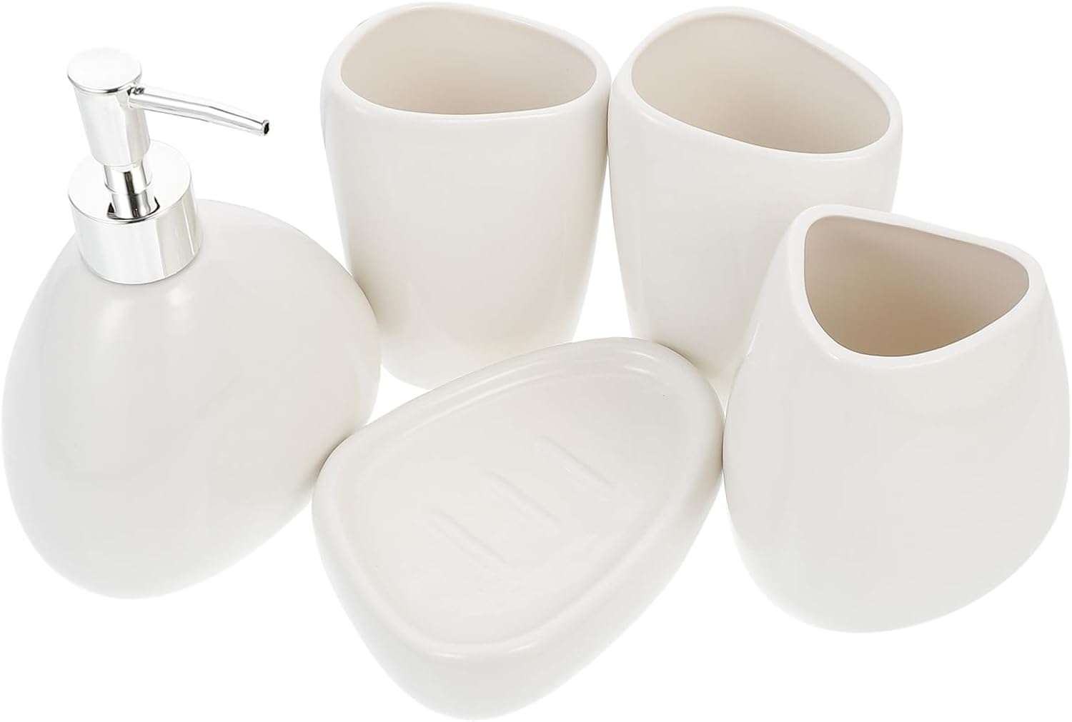 Ceramic Bathroom Accessories Toothbrush Cup Soap Dispenser and Lotion Bottle for Stylish Home Decor and Daily Use