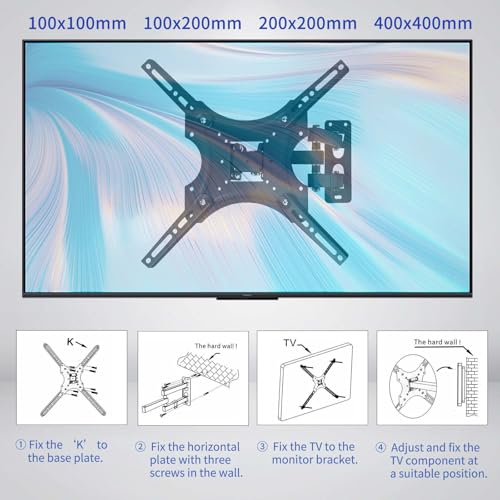 RIVIERA Full Motion Articulating TV Wall Mount for 14\"-55\" inch LED/LCD TV Monitor with Flexable Adjustable Arm Support Left-Right Movement - Thumbnail 4