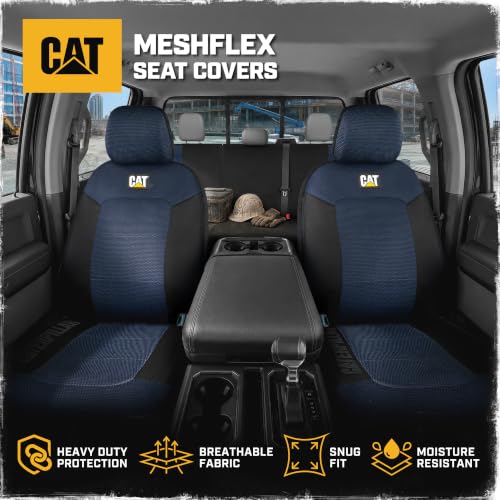 Image of CAT MeshFlex Seat Covers Full Set for Full-Size Pickup Trucks Only - Blue | Front Bucket Seat Covers & 60 /40 Split Rear Bench Protector - Interior Accessories For F-150, Silverado, Ram, Sierra & Tundra