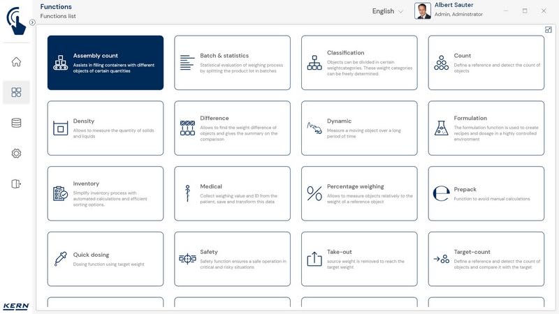 KERN SET-35 - Software EasyTouch Assembly count - Approntamento, La composizione e l’approntamento (prelievo) di una lista di pezzi, veloce, facile e senza errori