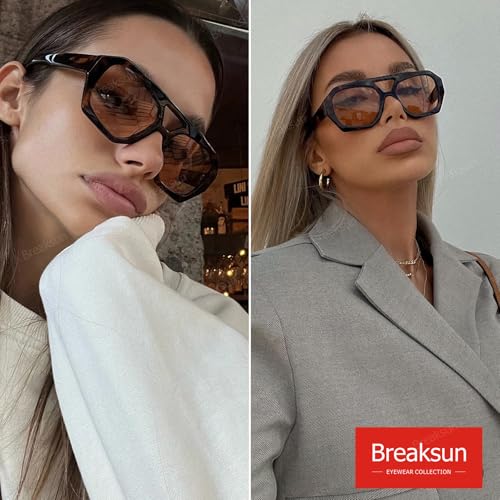 Retro Aviator Sunglasses for Women Men Trendy 70s Hexagonal Square Double Bridge Vintage Sun Glasses2