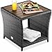 Casaria® Beistelltisch Grau Wetterfest Klein Holz Polyrattan Akazie 45x45x40cm 80kg Belastbarkeit Outdoor Tisch Gartentisch Balkontisch Gartenmöbel