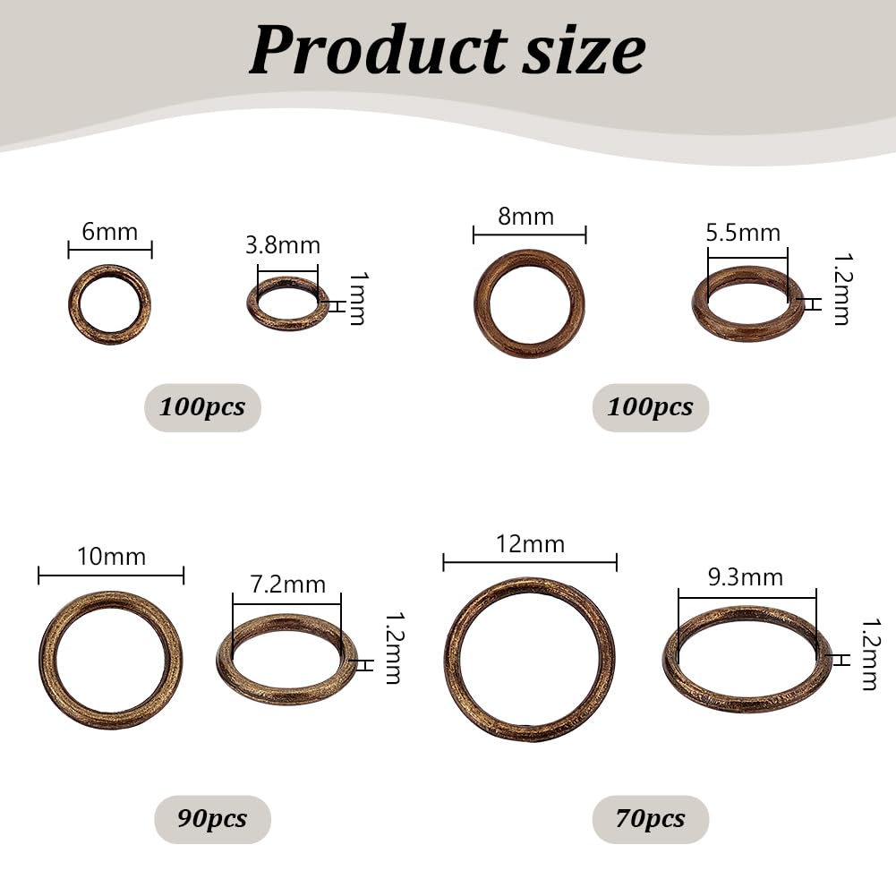 PH PandaHall Biegeringe – 225 Stück, 8 Mm, 15 Farben, 16 Gauge, Offene O-Ringe Für DIY-Schmuck & Kettenhemd