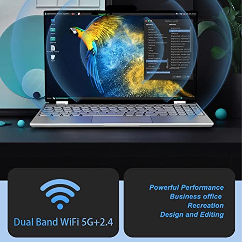 ASHATA 15,6-Zoll-Laptop, Full HD-Laptop-PC, 2,4 G 5 G WiFi Quad Core Quad-Thread 1920 X 1080 180-Grad-Flip-Laptops mit Tastatur mit Hintergrundbeleuchtung (16G+64G EU-Stecker) – Bild 6