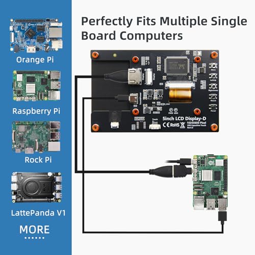 Image of 5 Inch HDMI Monitor 1024x600 LCD Touch Screen Display Mini Small Monitor for Raspberry Pi 5 /4 /3 /2 /B /B+, BB Black, Win 11 /10 /8 /7