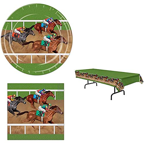 Horse Racing Derby Party Bundle for 16: Plates, Napkins, and Tablecover