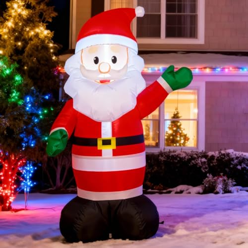 TYBEEU 4ft Inflatable Santa Claus with LEDs 30s-Auto Blow Up Christmas Decoration for Outdoor