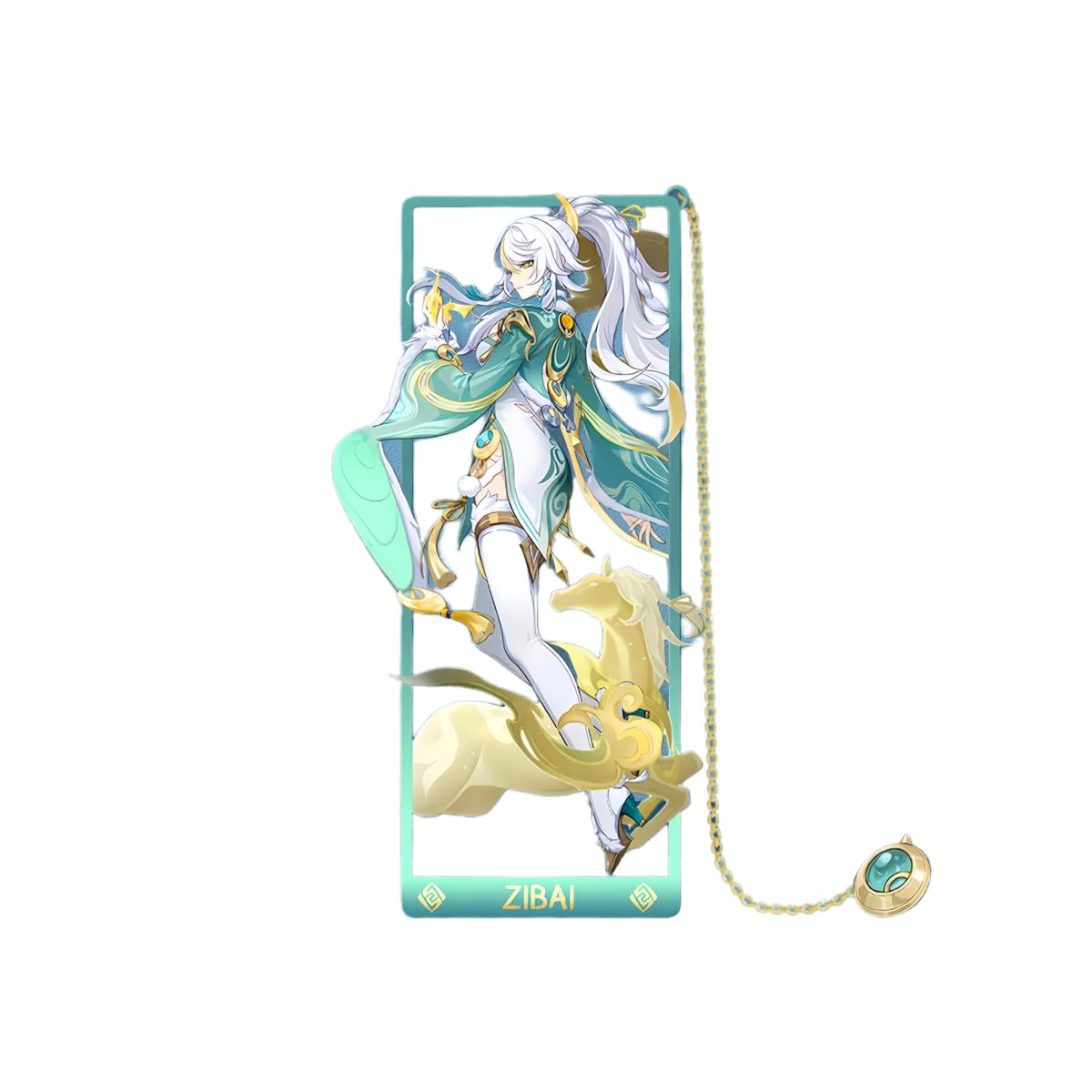 1PC Genshin Impact Natlan Characters Metal Bookmark Game Bookmark with Chain for Game Fans (ZiBai)