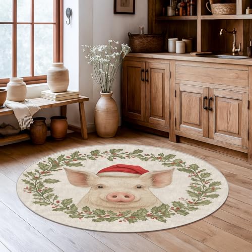 Tapis chambre cochon Noël lavable résistant et antidérapant - 6