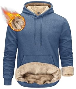 KEFITEVD Pullover Hoodie Herren Winter Thermofleece Hoodies Warme Dicke Wollmäntel Herren Sportliche Sweatshirts Weiches Fleece Kapuzen Sweatshirts