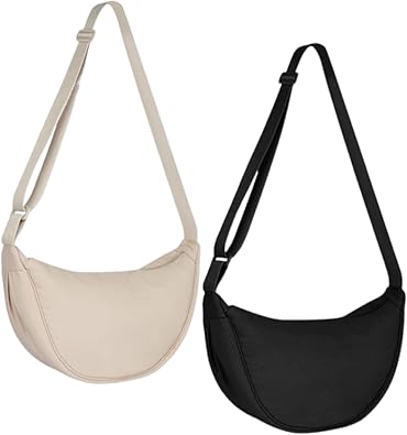 Crescent Bag for Women Men, 2 PCS Portable Crescent Purse, Dumpling Hobos Crossbody Purse Shoulder Bag with Adjustable Strap
