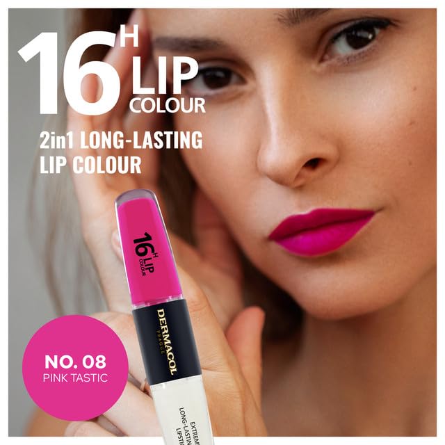 NEW Dermacol, 16-Hour Lip Colour, Highly Pigmented Glossy Lip Stain, Two-Phase Lip Plumper Gloss - Image 4