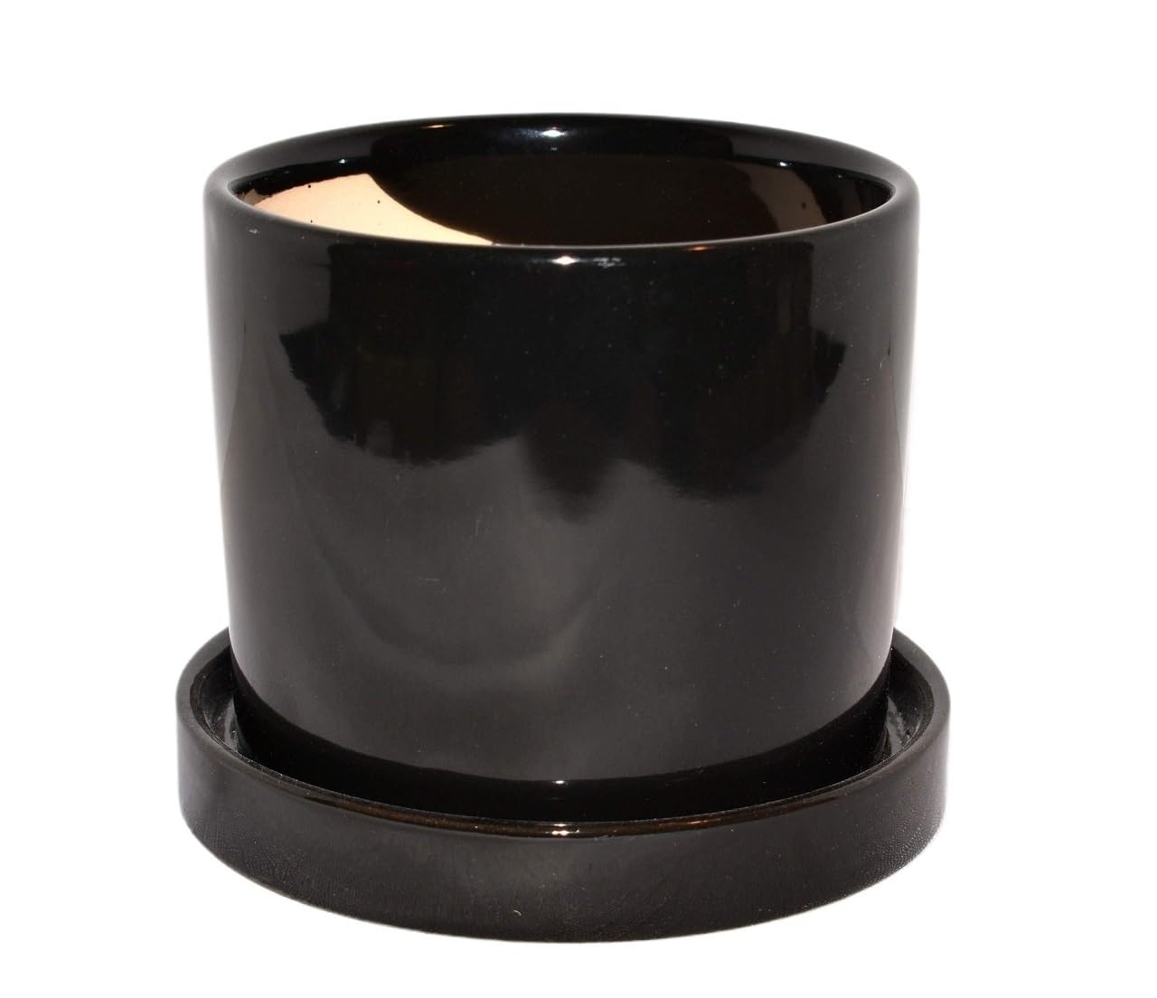 Pot de jardinière fleurs cylindre noir brillant pour célébrer votre nouvelle plante
