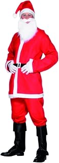 Smiffys Men's Deluxe Santa Suit Costume, Father Christmas Outfit with Jacket, Trousers, Beard, Hat & Belt, Perfect for Christmas Fancy Dress & Holiday Parties, Santa Adult Dress Up Outfits, Small