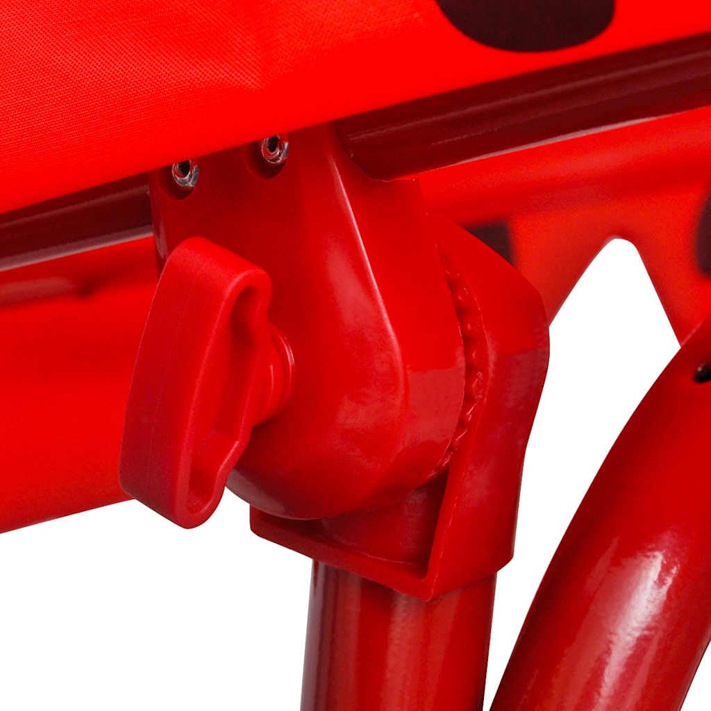Columpio infantil de madera roja con toldo, marco de acero resistente, 115 x 75 x 110 cm, columpio de jardín para balcón, terraza, jardín, resistente a la intemperie, para relajación y uso al